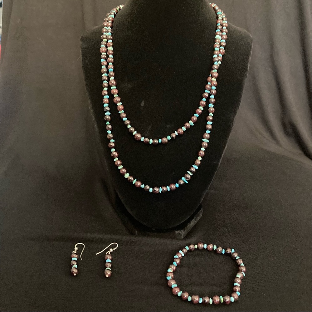 Beaded Necklace, Earrings, and Bracelet